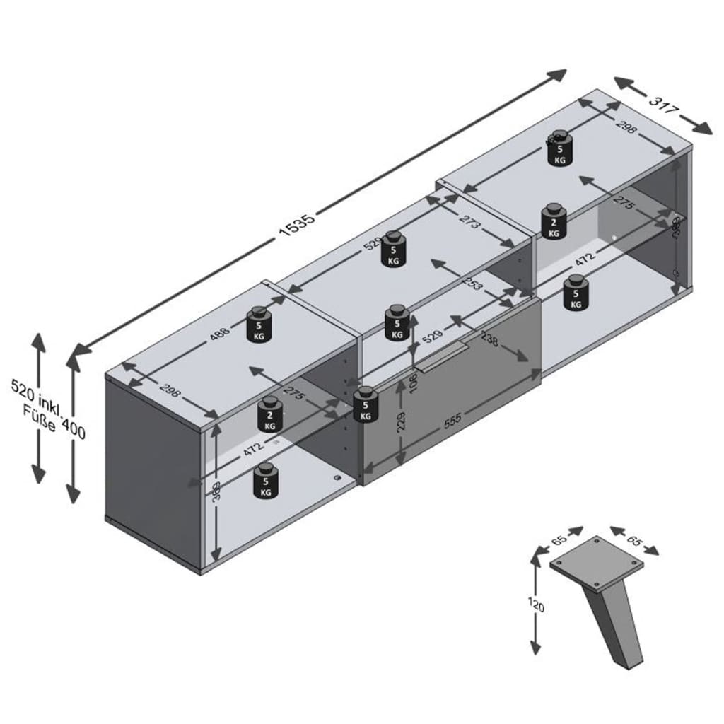 TV Cabinet 153.5x31.7x52 cm Black