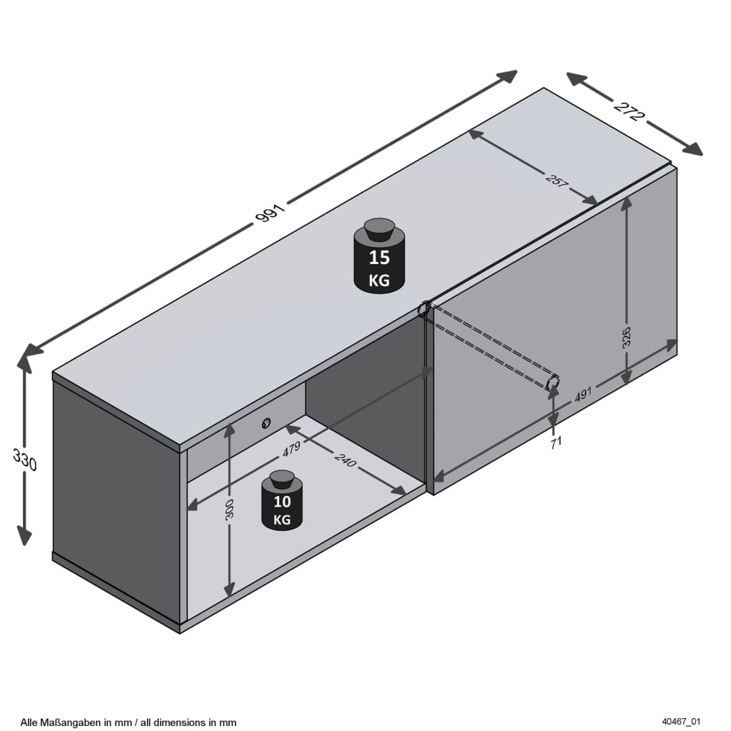 Fmd Wall-Mounted Coat Rack With Compartment 99.1X27.2X33 Cm Black