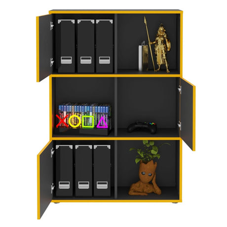 Fmd Free-Standing Shelf Unit With 3 Open Compartments 68.5X33X99 Cm Anthracite