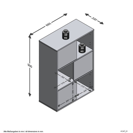 Fmd Free-Standing Shelf Unit With 3 Open Compartments 68.5X33X99 Cm Anthracite