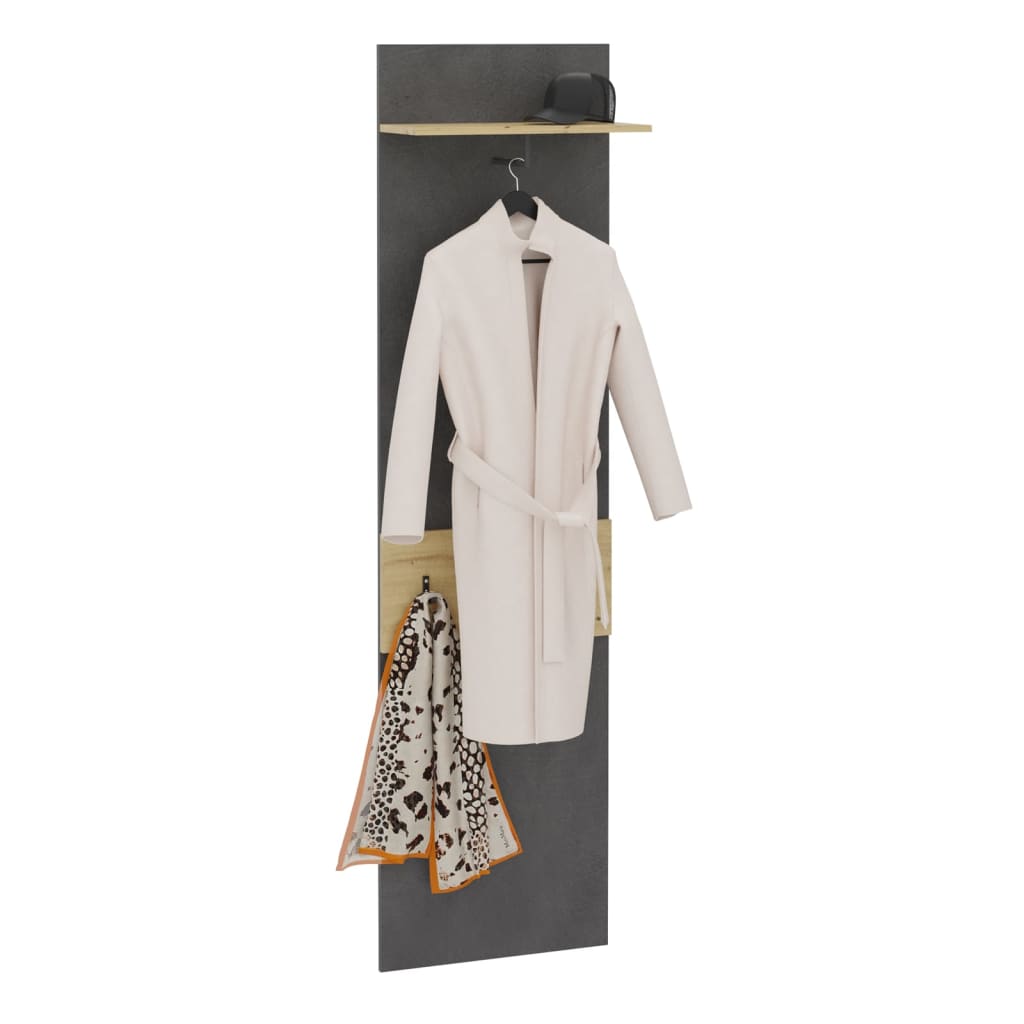 Fmd Wall-Mounted Coat Rack With Shelf 50X23X188 Cm Matera And Artisan Oak