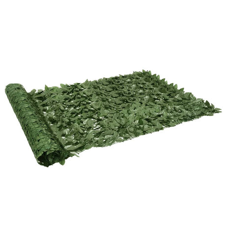 Balcony Privacy Screen with Green Leaves 300x150 cm