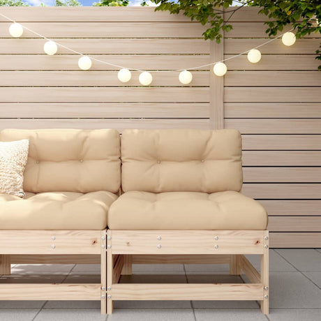 Middle Sofa with Cushions White Solid Wood Pine