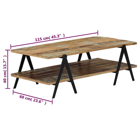 Coffee Table 115x60x40 cm Solid Reclaimed Wood