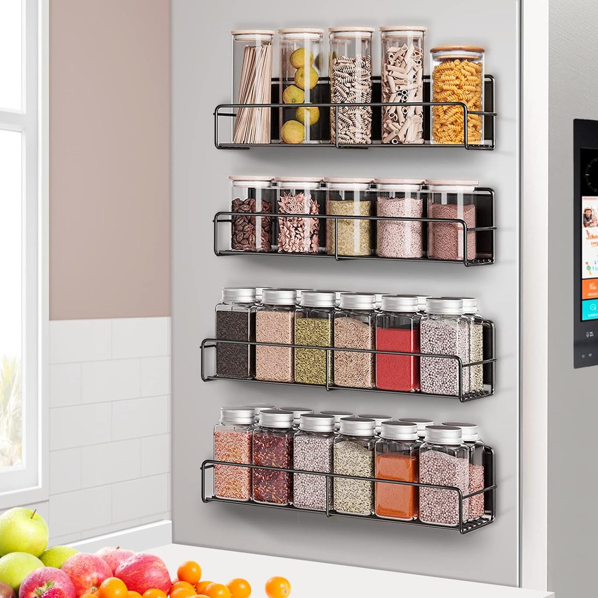 Magnetic Spice Racks For Refrigerator, Microwave, Oven & Kitchen Metal Surfaces