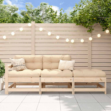 3 Piece Garden Lounge Set with Cushions Black Solid Wood