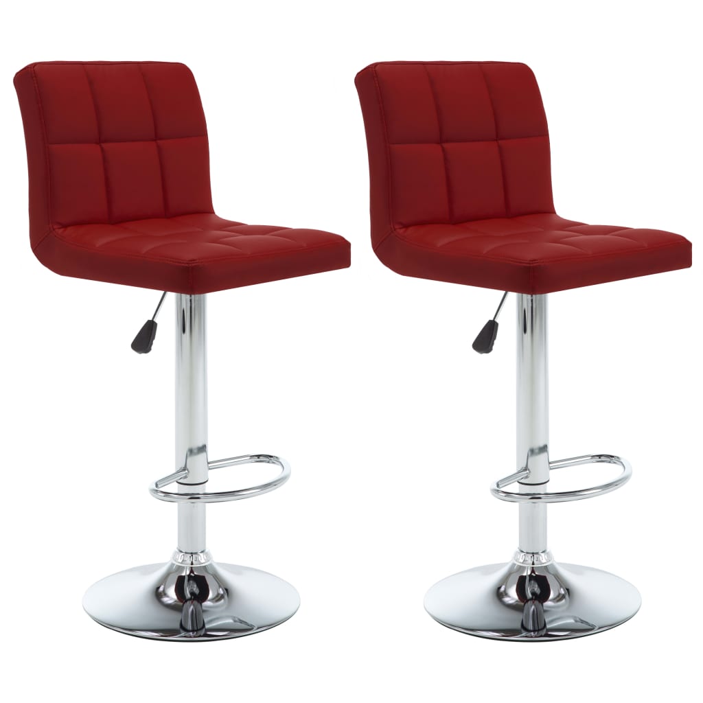 Bar Stools 2 pcs Wine Red Faux Leather