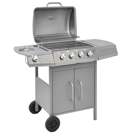 Gas Barbecue Grill 4+1 Cooking Zone Black and Silver