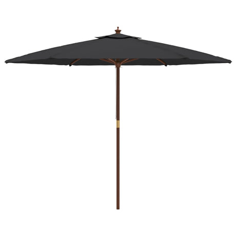 Garden Parasol with Wooden Pole Black 299x240 cm