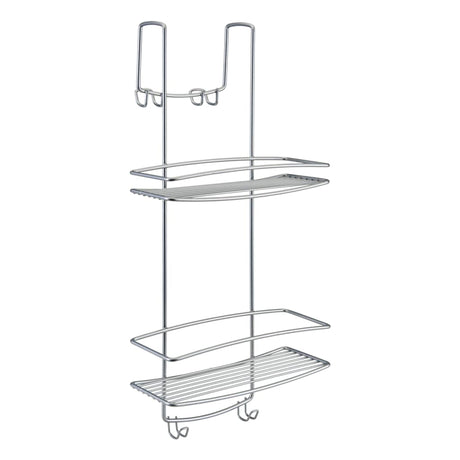 Metaltex 2-Tier Douche Rack With Hooks Onda Silver