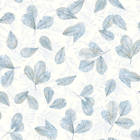 Noordwand Wallpaper Evergreen Leaves White And Blue