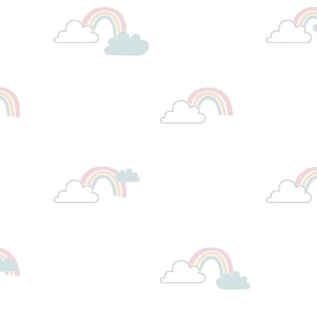 Noordwand Wallpaper Mondo Baby Clouds White, Blue And Pink
