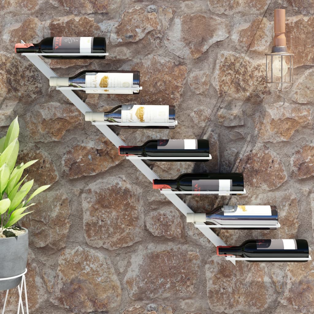 Wall-mounted Wine Rack for 7 Bottles Gold Metal