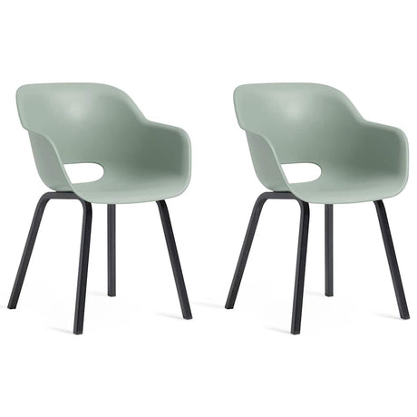 Keter Garden Chair With Metal Legs Noa 2 Pcs Vintage Green