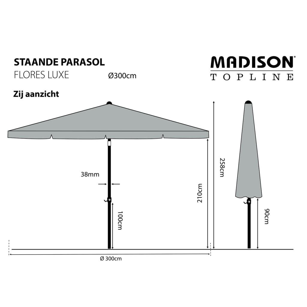 Garden Parasol  Flores Luxe 300 cm Round Ecru