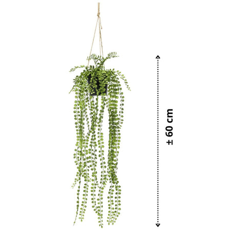 Emerald Artificial Ficus Pumila Hanging Bush In Pot 60 Cm
