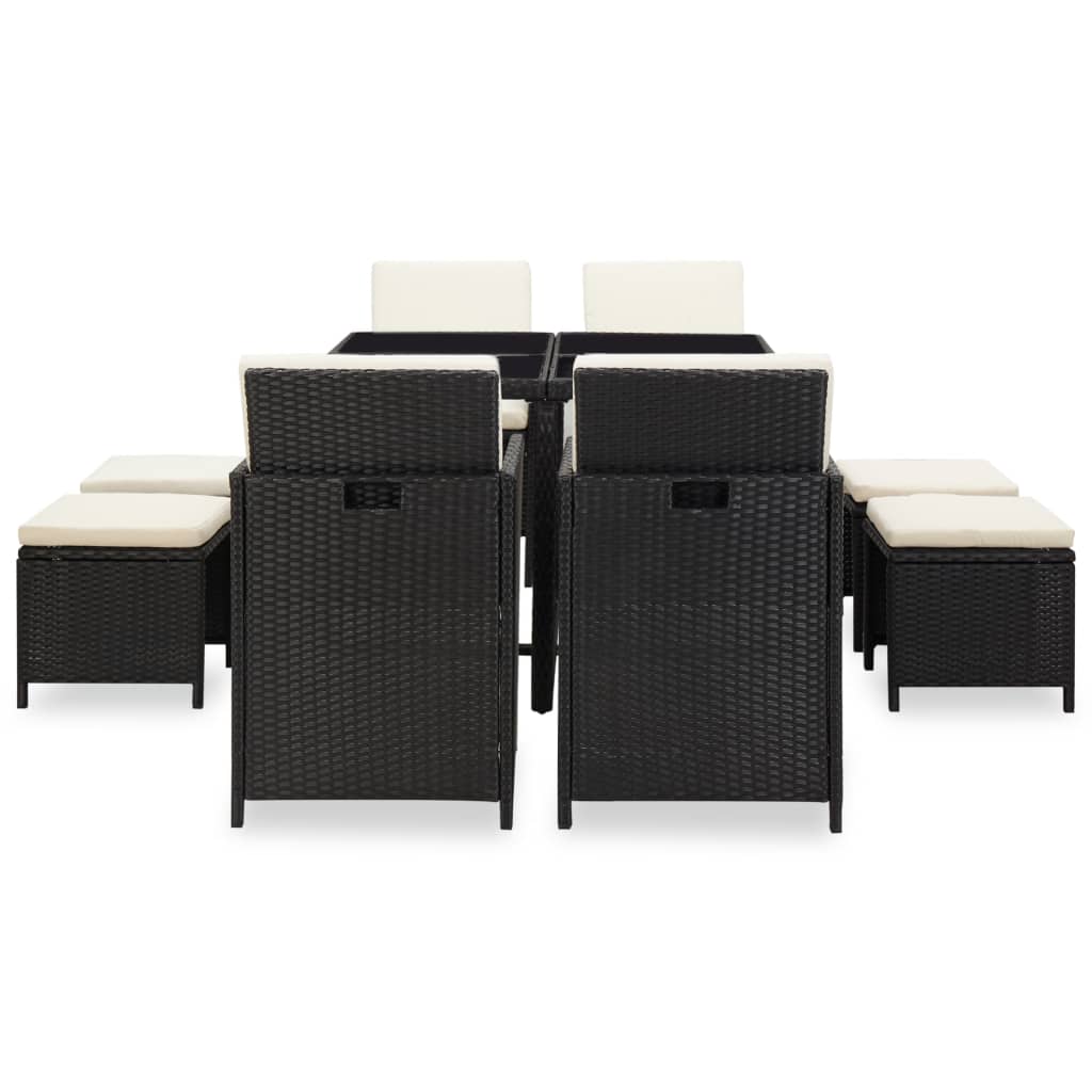 9 Piece Outdoor Dining Set With Cushions Poly Rattan