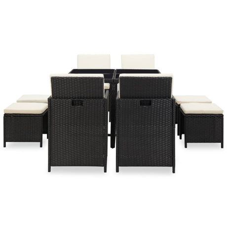 9 Piece Outdoor Dining Set With Cushions Poly Rattan