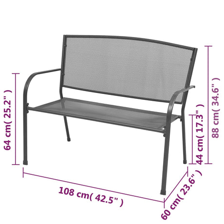 Garden Bench 108 Cm Steel And Mesh Anthracite