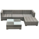 5 Piece Garden Lounge Set With Cushions Poly Rattan