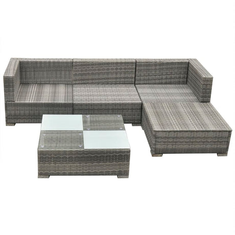 5 Piece Garden Lounge Set With Cushions Poly Rattan