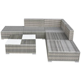 6 Piece Garden Lounge Set With Cushions Poly Rattan Grey