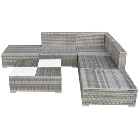 6 Piece Garden Lounge Set With Cushions Poly Rattan Grey