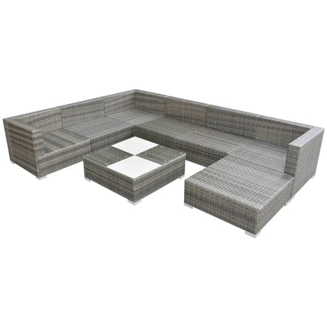 8 Piece Garden Lounge Set With Cushions Poly Rattan Grey