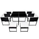 9 Piece Outdoor Dining Set With Cushions Poly Rattan Black