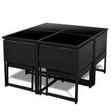 9 Piece Outdoor Dining Set With Cushions Poly Rattan Black