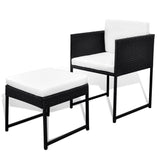 9 Piece Outdoor Dining Set With Cushions Poly Rattan Black