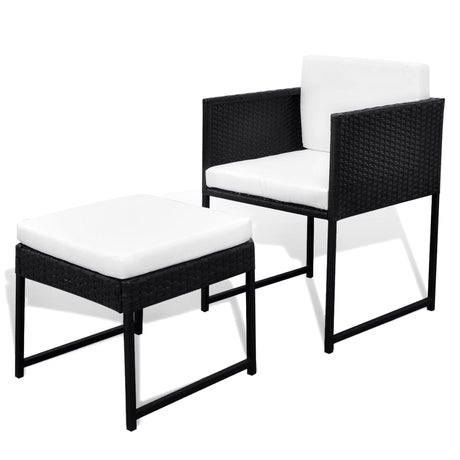 9 Piece Outdoor Dining Set With Cushions Poly Rattan Black
