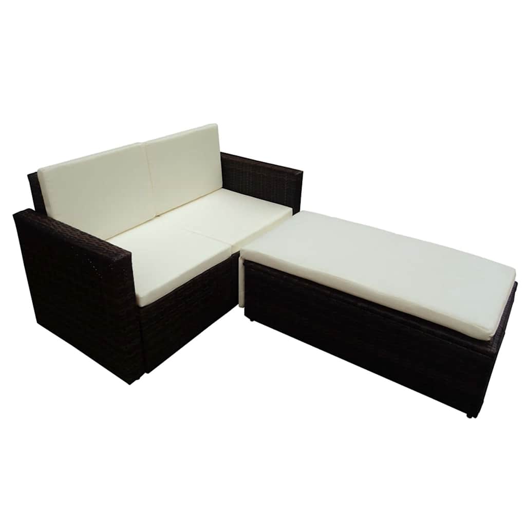 2 Piece Garden Lounge Set With Cushions Poly Rattan
