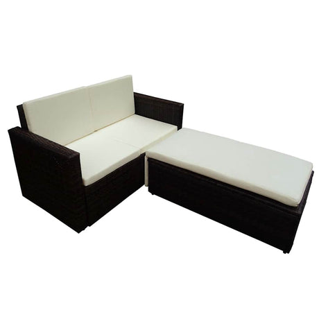 2 Piece Garden Lounge Set With Cushions Poly Rattan