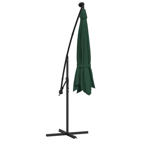 Hanging Garden Parasol With Led Lighting Metal Pole