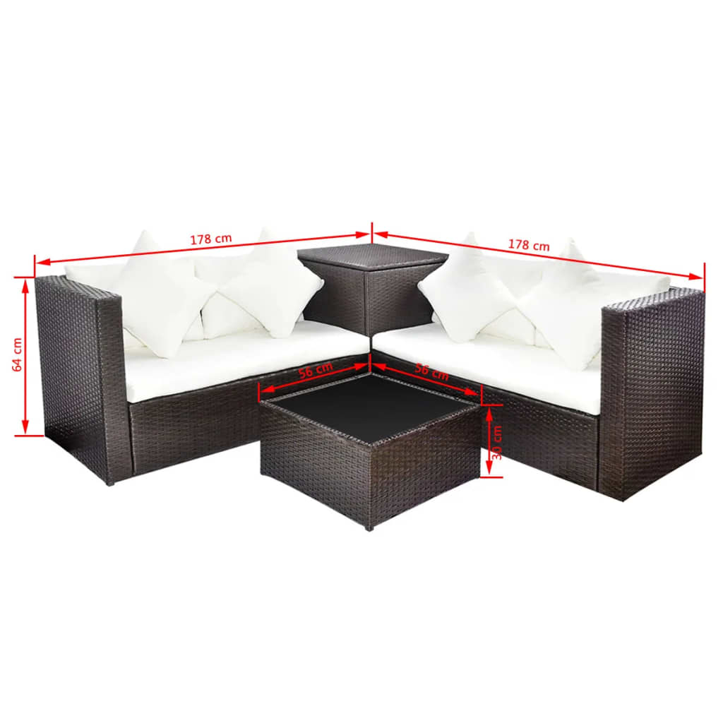 4 Piece Garden Lounge Set With Cushions Poly Rattan