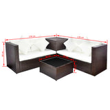 4 Piece Garden Lounge Set With Cushions Poly Rattan