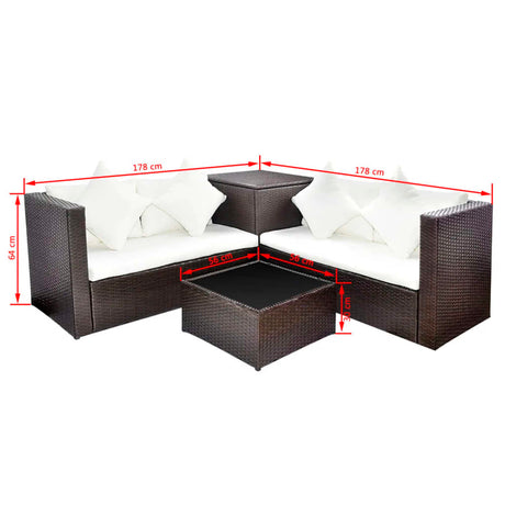 4 Piece Garden Lounge Set With Cushions Poly Rattan