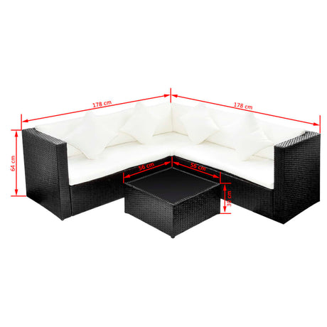 4 Piece Garden Lounge Set With Cushions Poly Rattan