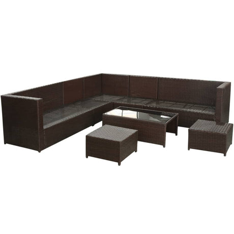 8 Piece Garden Lounge Set With Cushions Poly Rattan