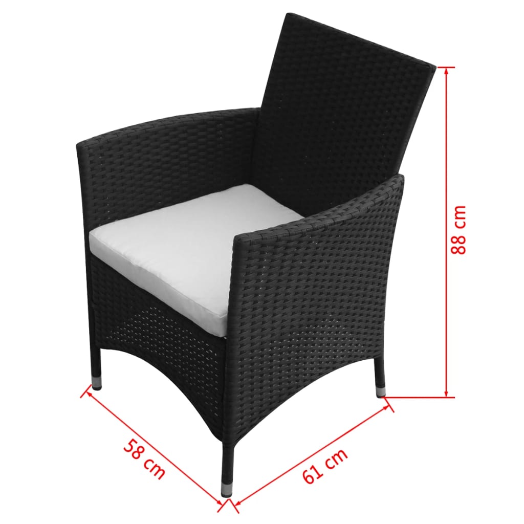 5 Piece Outdoor Dining Set With Cushions Poly Rattan