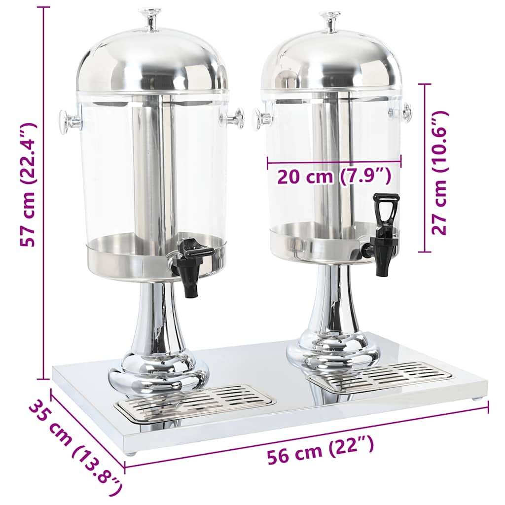 Double Juice Dispenser Stainless Steel 2 X 8 L