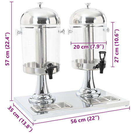 Double Juice Dispenser Stainless Steel 2 X 8 L