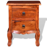 Nightstand With Drawers Solid Acacia Wood