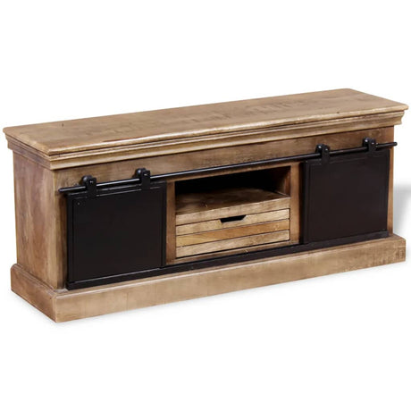 Tv Cabinet With 2 Sliding Doors Solid Mango Wood 110X30X45 Cm