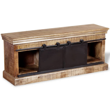 Tv Cabinet With 2 Sliding Doors Solid Mango Wood 110X30X45 Cm
