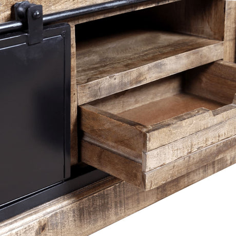 Tv Cabinet With 2 Sliding Doors Solid Mango Wood 110X30X45 Cm