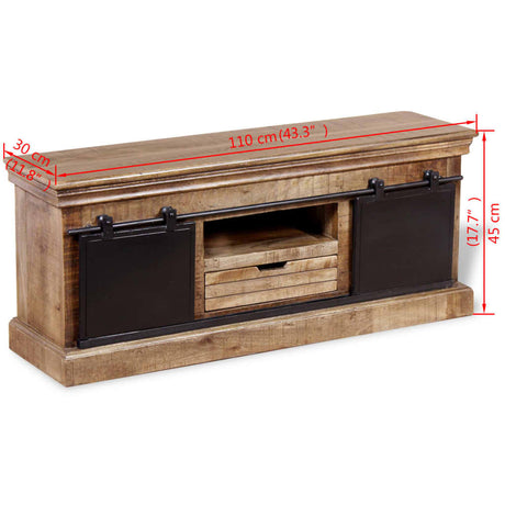 Tv Cabinet With 2 Sliding Doors Solid Mango Wood 110X30X45 Cm