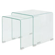 Three Piece Nesting Table Set Tempered Glass Clear