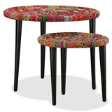 Coffee Table Set 2 Pieces Chindi Weave Details